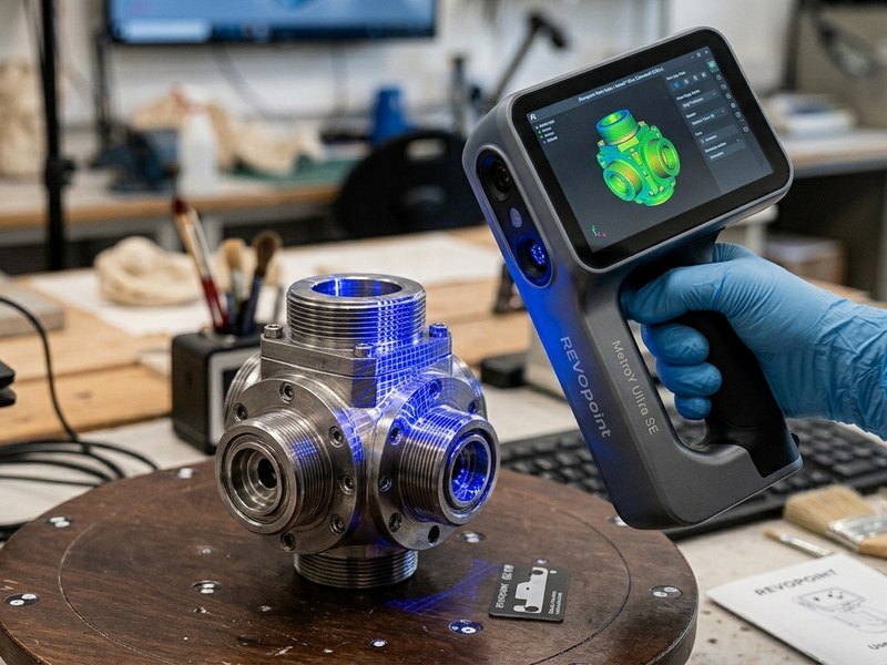 Skanowanie 3D metalowej części skanerem ręcznym